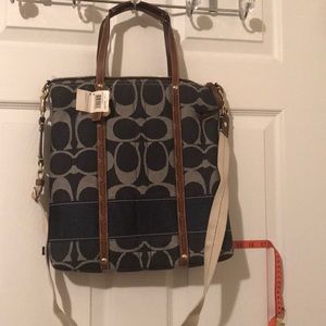 Coach Denim Signature Stripe Magazine Tote
